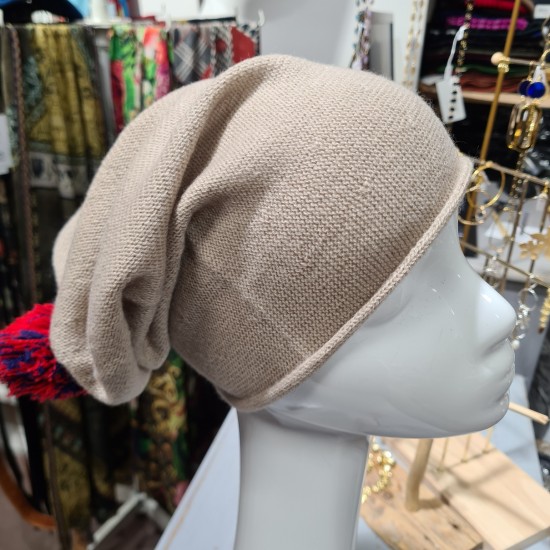 Long cashmere beanie Ponpom by Kopka