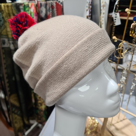 Long cashmere beanie Ponpom by Kopka