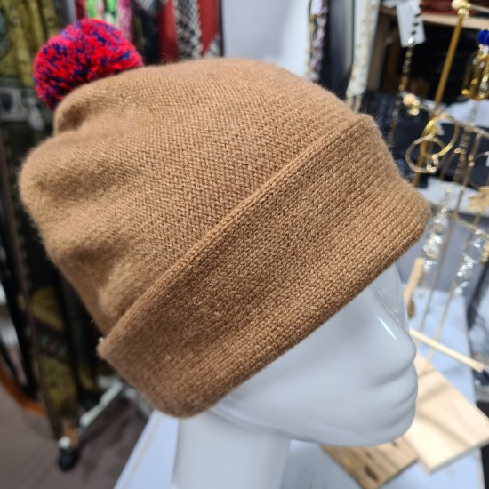 Long cashmere beanie Ponpom by Kopka