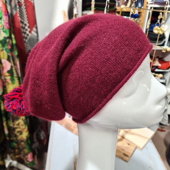 Long cashmere beanie Ponpom by Kopka