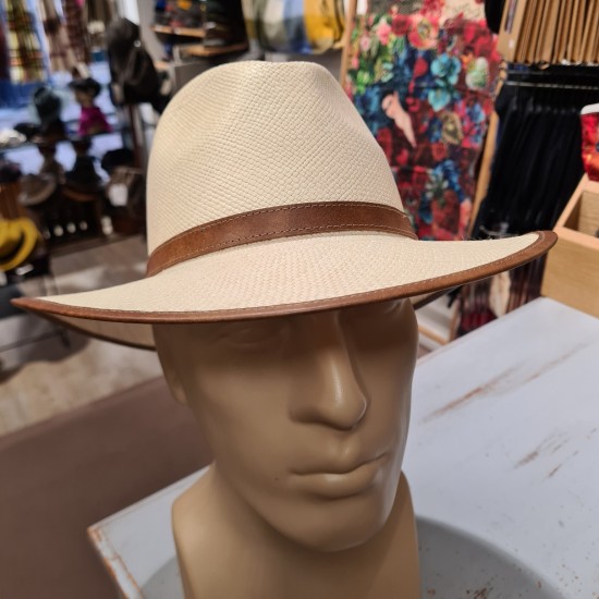 Chapeau Panama Nature et cuir