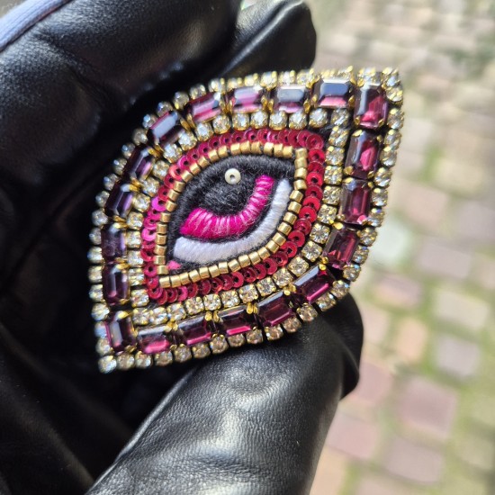 Broche Œil Rose Celeste...