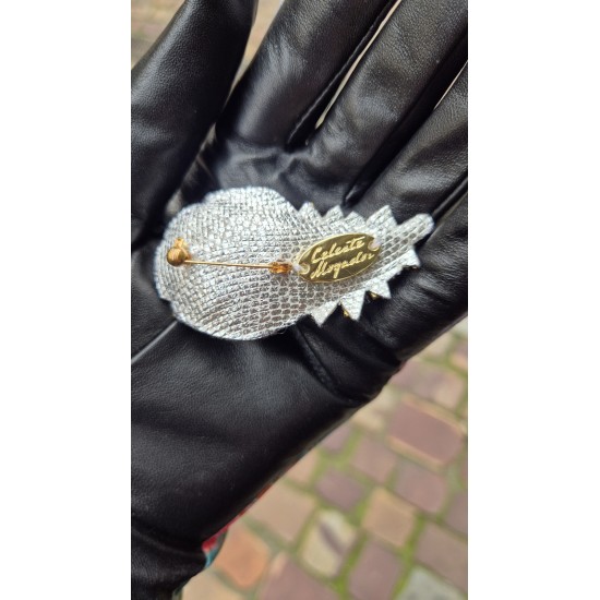 Silver Feather Brooch by Celeste Mogador